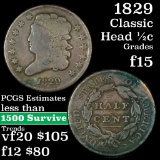 1829 Classic Head half cent 1/2c Grades f+