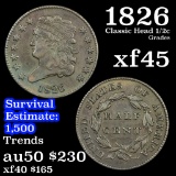 1826 Classic Head half cent 1/2c Grades xf+