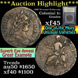 ***Auction Highlight*** 1787 Vermont Britannia Colonial 1c Graded xf+ By USCG (fc)