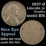 1927-d Lincoln Cent 1c Grades Select Unc BN