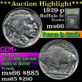 ***Auction Highlight*** 1929-p Buffalo Nickel 5c Graded GEM+ Unc by USCG (fc)