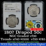 ***Auction Highlight*** NGC 1807 Draped Bust Half Dollar 50c Graded vf30 By NGC (fc)
