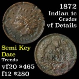 1872 Indian Cent 1c Grades vf details (fc)