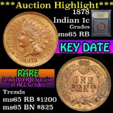 ***Auction Highlight*** 1878 Indian Cent 1c Graded GEM Unc RB By USCG (fc)
