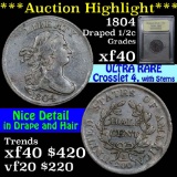 ***Auction Highlight*** 1804 Draped Bust Half Cent 1/2c Graded xf by USCG (fc)