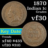 1870 Indian Cent 1c Grades vf++ (fc)