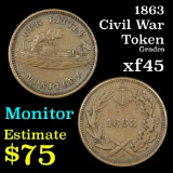 1863 Monitor Civil War Token Grades xf+ (fc)