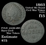 1863 United We Stand Civil War Token Grades f+