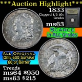 ***Auction Highlight*** 1833 Capped Bust Half Dime 1/2 10c Graded Select Unc By USCG (fc)