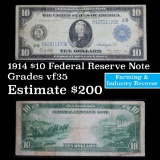 1914 $10 Federal Reserve Note New York Grades vf++ (fc)