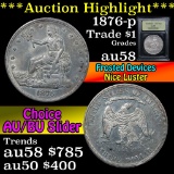 ***Auction Highlight*** 1876-p Trade Dollar $1 Graded Choice AU/BU Slider by USCG (fc)