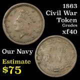 1863 Our Navy Civil War Token Grades xf
