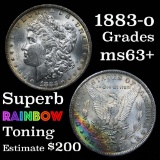 1883-o Rainbow Toned Morgan Dollar $1 Grades Select+ Unc (fc)