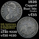 1826 Capped Bust Half Dollar 50c Grades vf++