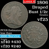 1806 Draped Bust Half Cent 1/2c Grades vf+