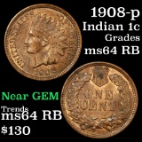 1908 Indian Cent 1c Grades Choice Unc RB