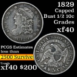 1829 Capped Bust Half Dime 1/2 10c Grades xf