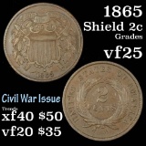 1865 2 Cent Piece 2c Grades vf+