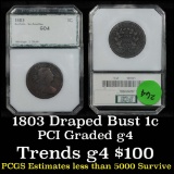 1803 Sm Date, Sm Fraction Draped Bust Large Cent 1c Graded g4 by PCI