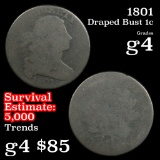 1801 Draped Bust Large Cent 1c Grades g, good