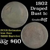 1802 Draped Bust Large cent 1c Grades ag, Almost Good