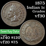 1875 Indian Cent 1c Grades vf++