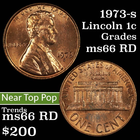 1973-s Lincoln Cent 1c Grades GEM+ Unc RD (fc)
