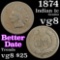 1874 Indian Cent 1c Grades vg, very good