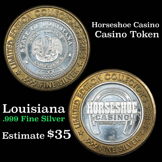 Casino Token with .6 Oz. of Silver in the center Horseshoe Casino Silver Casino Token
