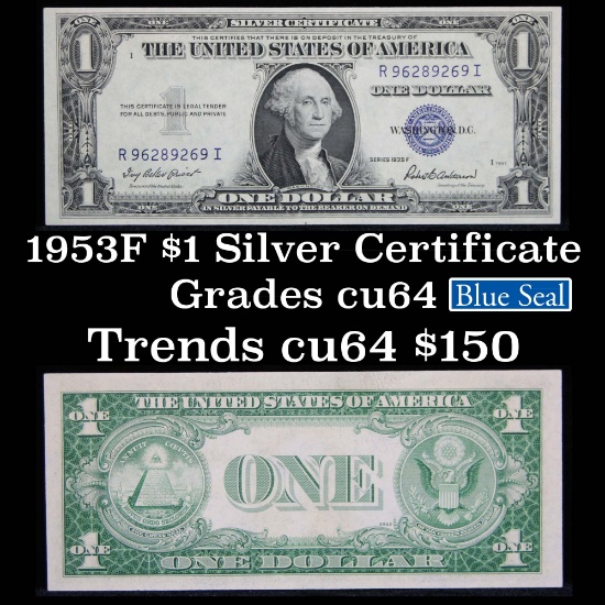 1935F $1 Blue Seal Silver Certificate Grades Choice CU