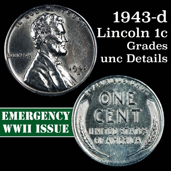 1943-d Lincoln Cent 1c Grades Unc Details