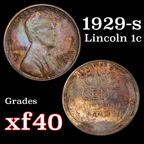 1929-s Lincoln Cent 1c Grades xf