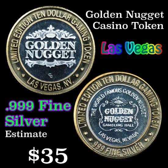 Casino Token with .6 Oz. of Silver in the center Golden Nugget Silver Casino Token