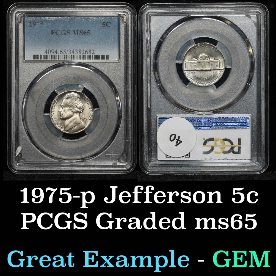 PCGS 1975-p Jefferson Nickel 5c Graded ms65 By PCGS