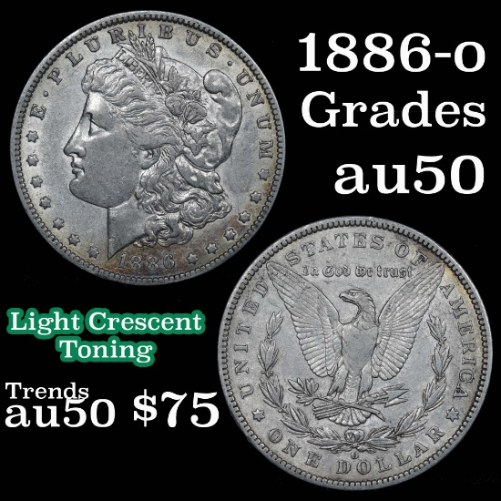 1886-o Morgan Dollar $1 Grades AU, Almost Unc