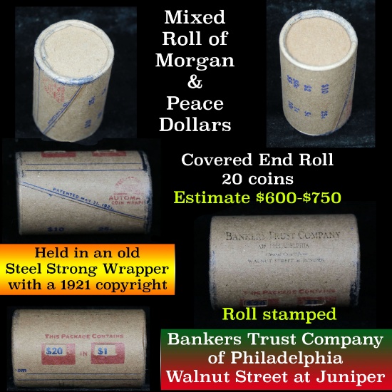 **Auction Highlight* Morgan & Peace Dollar Mixed Roll Steel Strong Shotgun Wrapper Covered Ends (fc)