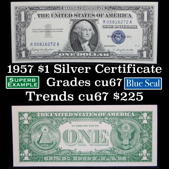 1957 $1 Blue Seal Silver Certificate Grades Gem++ CU (fc)