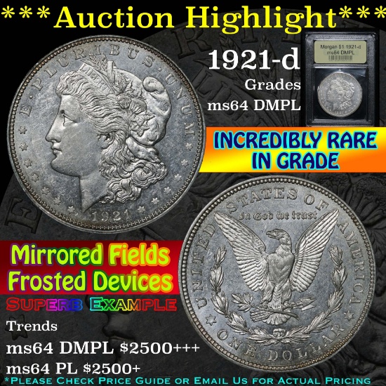 ***Auction Highlight*** 1921-d Morgan Dollar $1 Graded Choice Unc DMPL By USCG (fc)