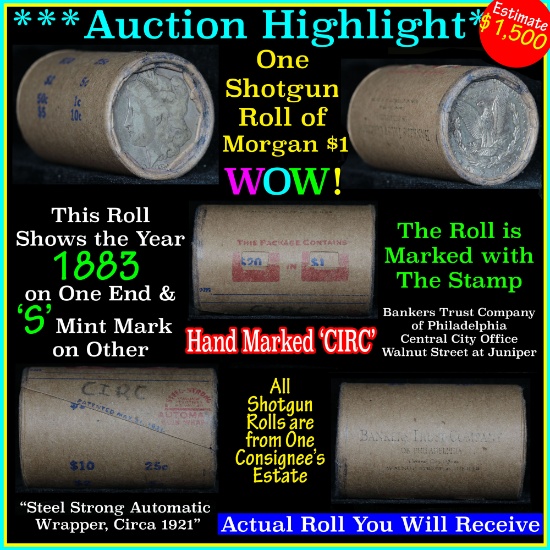 ***Auction Highlight*** Morgan dollar roll ends 1883 & 's', Better than average circ (fc)