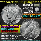 ***Auction Highlight*** 1923-s Peace Dollar $1 Graded GEM Unc By USCG (fc)