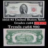 1953 $2 Red Seal United States Note Grades Choice CU