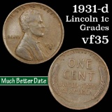 1931-d Lincoln Cent 1c Grades vf++