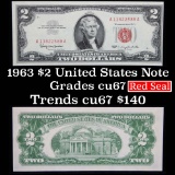 1963 $2 Red seal United States note Grades Gem CU++