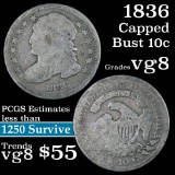 1836 Capped Bust Dime 10c Grades vg, very good