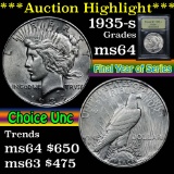 ***Auction Highlight*** 1935-s Peace Dollar $1 Graded Choice Unc By USCG (fc)