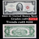 1963 $2 Red seal United States note Grades Gem CU