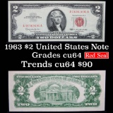 1963 $2 Red seal United States note Grades Choice CU