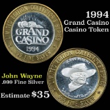 Casino Token with .6 Oz. of Silver in the center 1994 Grand Casino Silver Casino Token