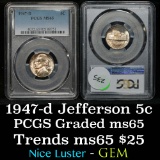 PCGS 1947-d Jefferson Nickel 5c Graded ms65 By PCGS