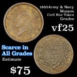 1863 Army & Navy Women Civil War Token 1c Grades vf+